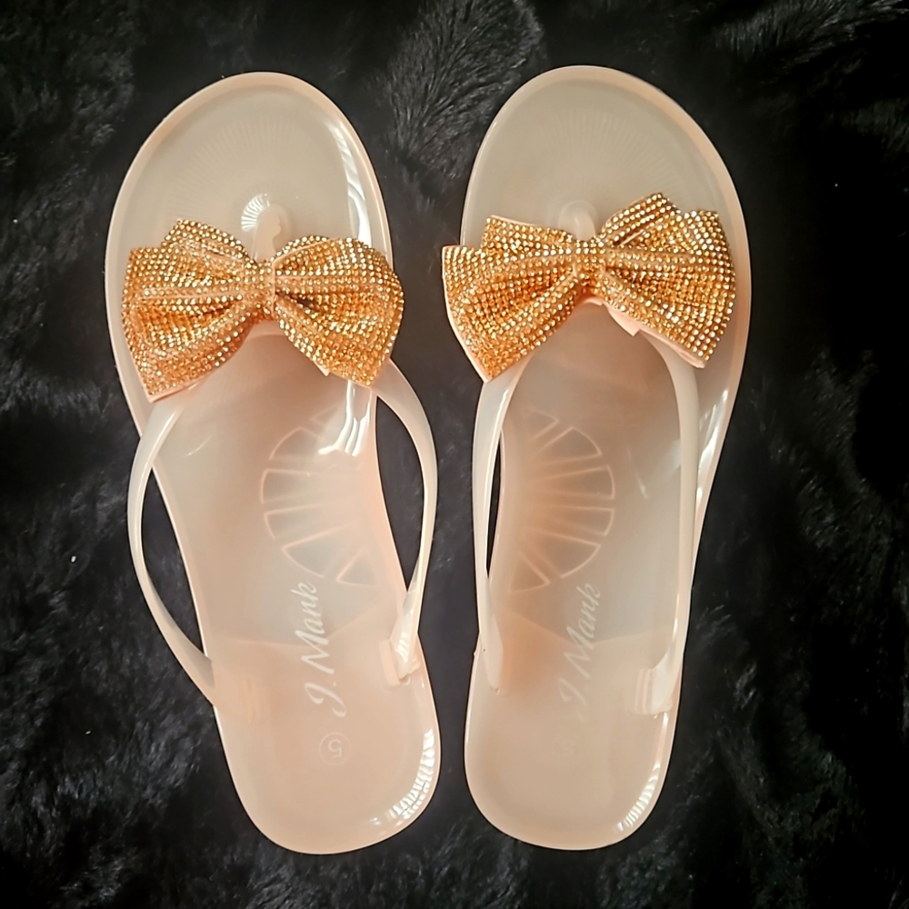 Jelly Sandals with Jeweled Bows